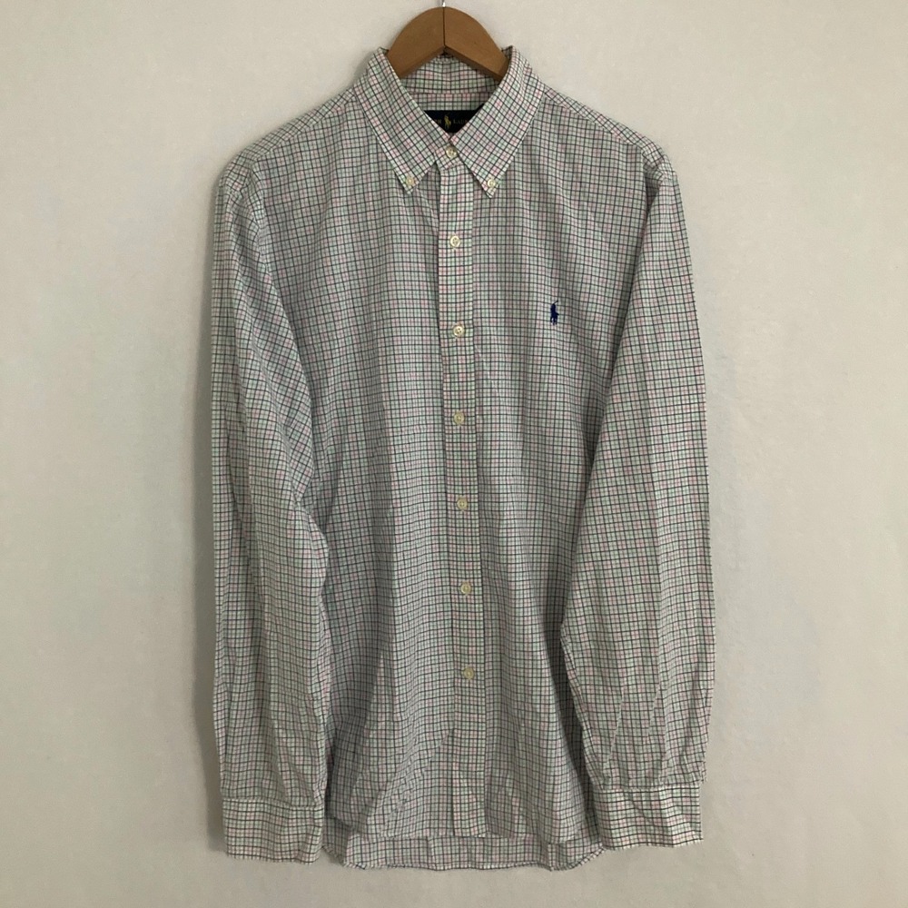 Ralph Lauren Shirt Mens L Button Down Long Sleeve Check Preppy Ivy Office‎ Party
